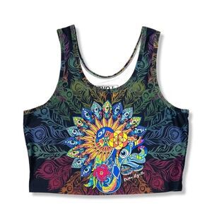 EVOL Collective Indigo Eye Peacock Peace Calm Crop Tank Top Large
